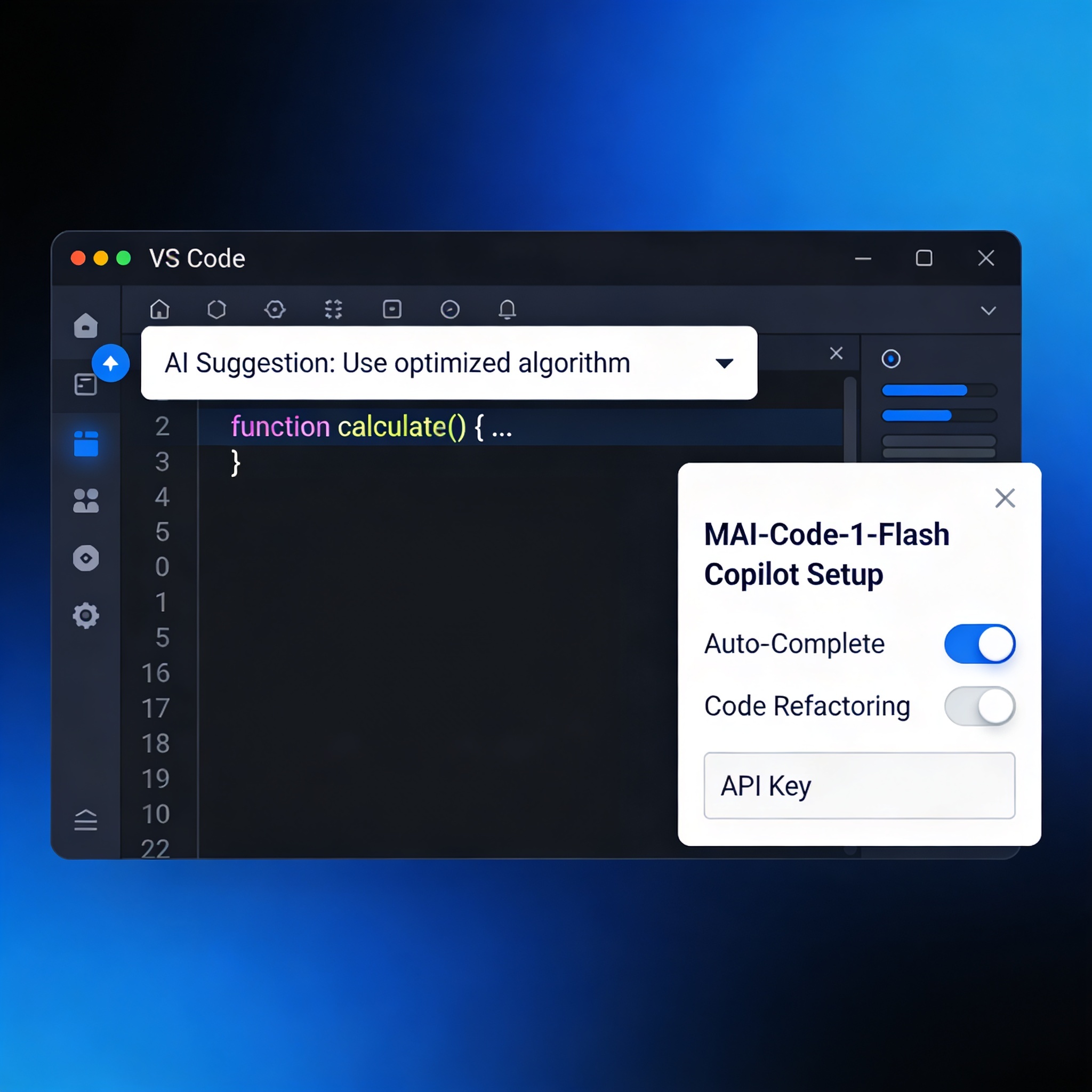 MAI-Code-1-Flash 在 VS Code 中的配置界面