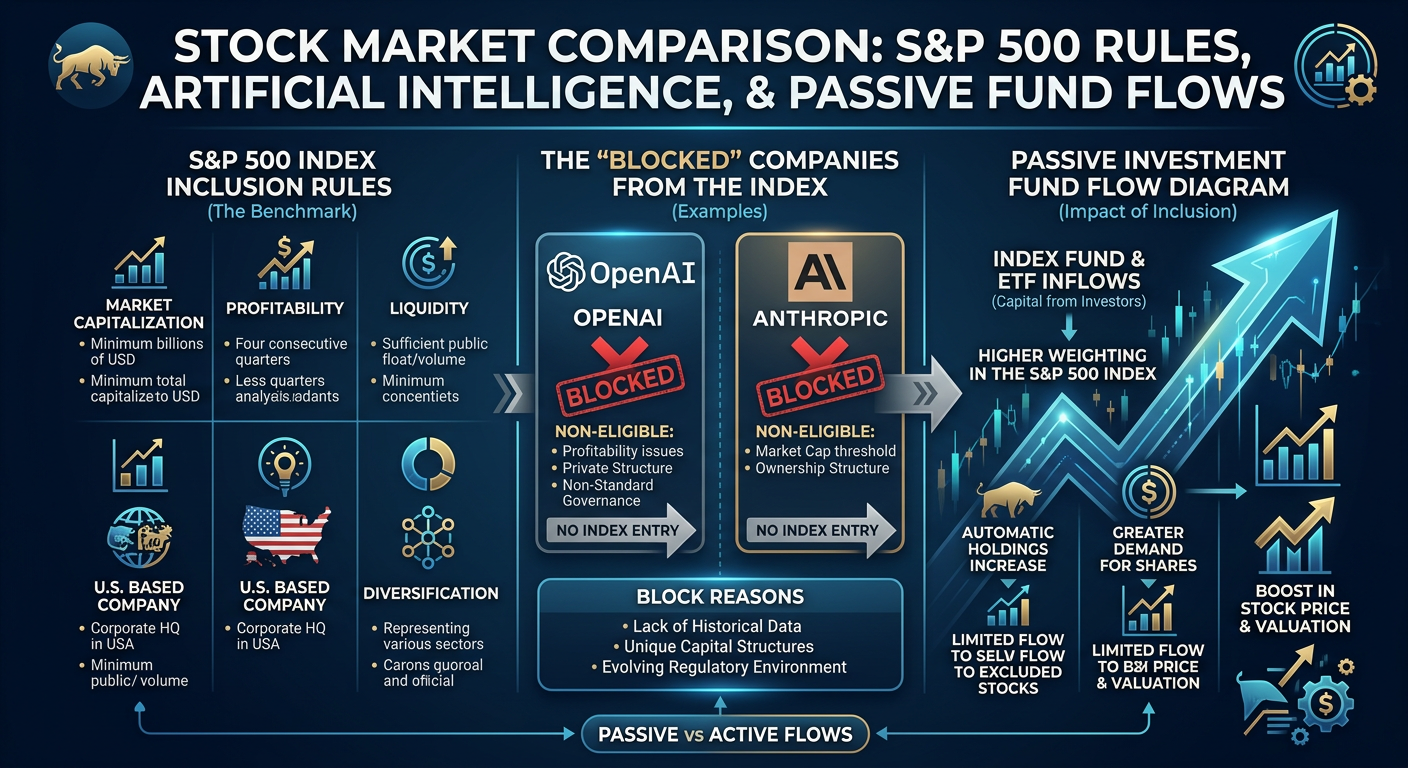 Passive investment funds comparison: S&P 500 blocks AI company entry