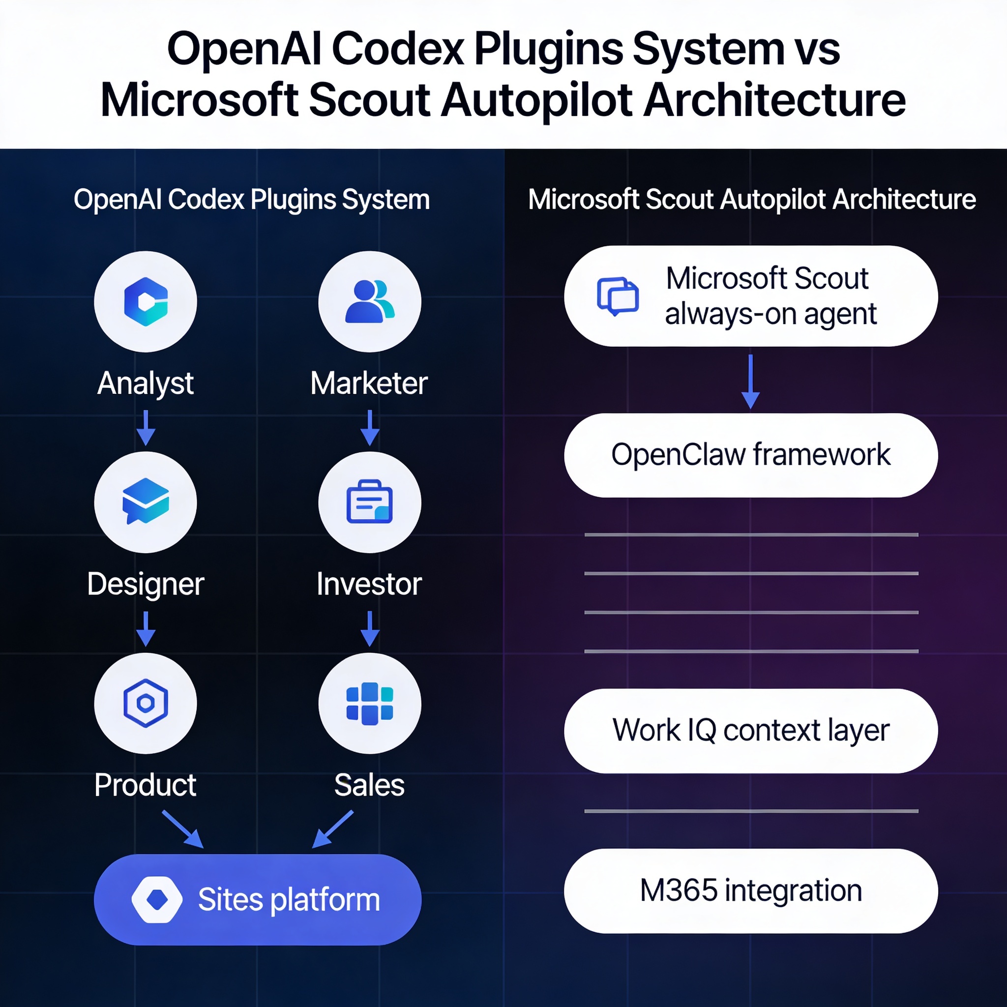 OpenAI Codex vs Microsoft Scout comparison diagram