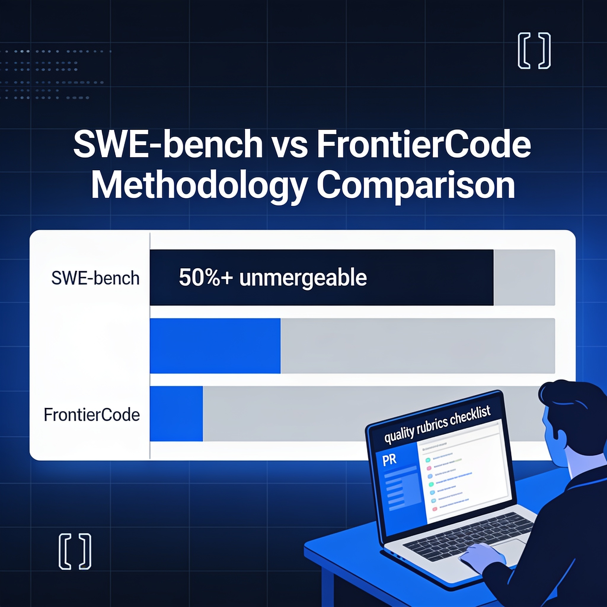 SWE-bench vs FrontierCode methodology comparison data visualization